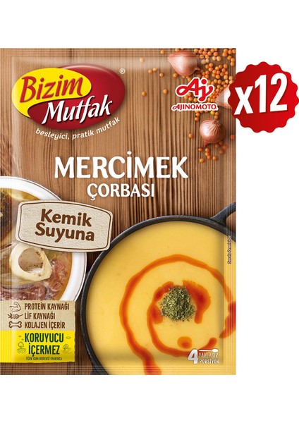 Kemik Suyuna Mercimek Çorbası 72 gr 12'li Paket
