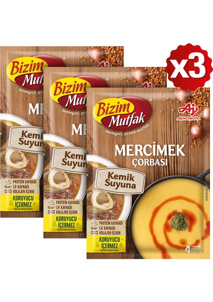 Kemik Suyuna Mercimek Çorbası 72 gr 3'lü Paket