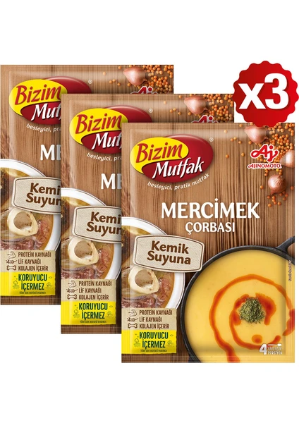 Bizim Mutfak Kemik Suyuna Mercimek Çorbası 72 gr 3'lü Paket