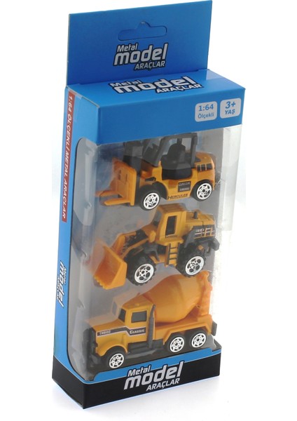 Mega Oyuncak Die Cast 3'lü Metal Inşaat Araçları Mikserli