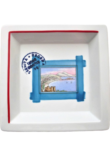 Vide Poche -Napoli Figürlü Kare Tabak 18x18 cm