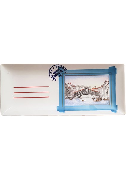 Diagona - Venedik Rialto Köprüsü Figürlü Dikdörtgen Tabak 28 x 14 cm