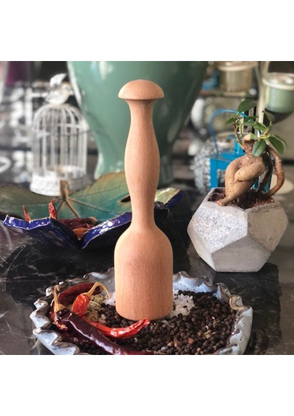 Masif Ahşap Torna Havan 20 x 5 cm
