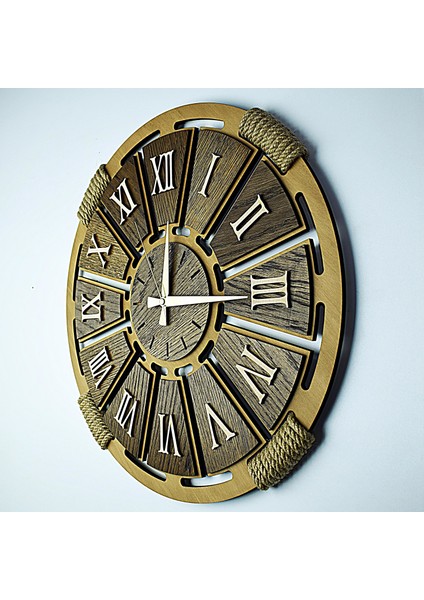 TASARIM AHŞAP DUVAR SAATİ HALAT ROMA 50cm