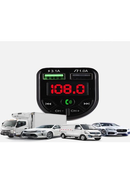 Car X8 Araç Fm Transmitter BT/USB/MP3/SD Kart Çakmaklık Girişli Kablosuz Oto Müzik Çalar Kiti fiyatları