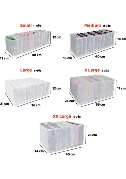 Rek Home Dolap ve Çekmece Içi Düzenleyici Organizer 5 Gözlü Xx-Large