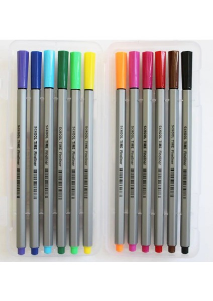 3078 School Time Fineliner Renkli Kalem 12'li