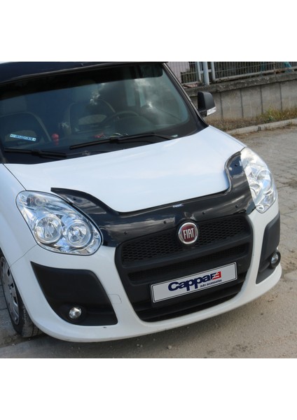 Fiat Doblo Ön Kaput Koruyucu Rüzgarlık Deflektör Akrilik ABS 4mm Parlak Siyah 2010-2015