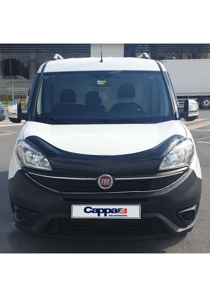 Fiat Doblo Ön Kaput Koruyucu Rüzgarlık Deflektör Akrilik ABS 4mm Parlak Siyah 2015 ve Sonrası
