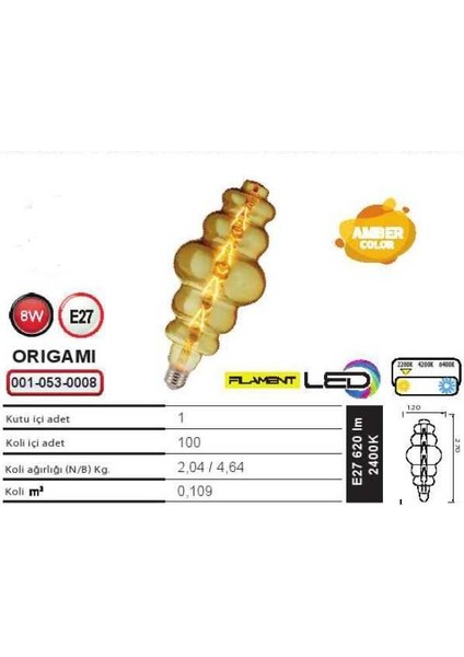 Orıgamı LED Rustik 8 W