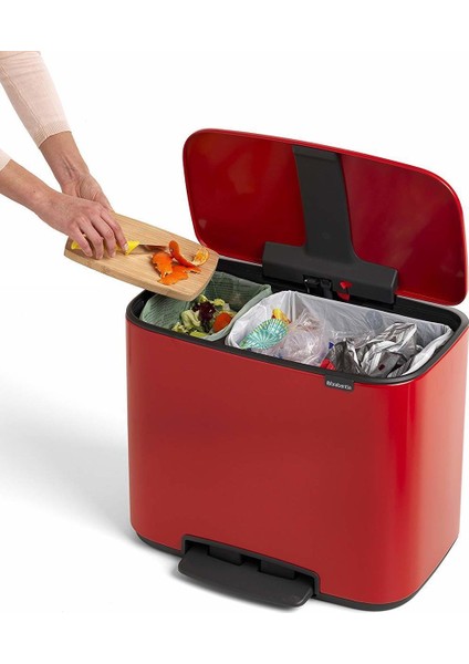Çöp Kutusu İki Bölmeli 11 + 23 lt Bo Pedal Bin Kırmızı fiyatları