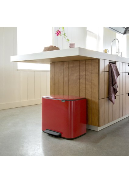 Çöp Kutusu İki Bölmeli 11 + 23 lt Bo Pedal Bin Kırmızı fırsatları