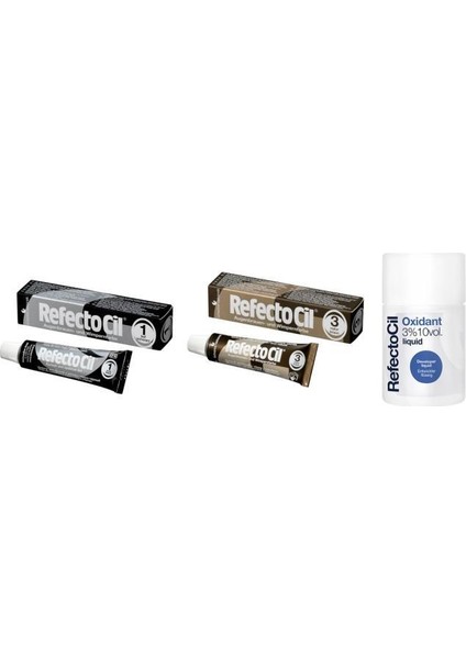 Kaş ve Kirpik Boyası No:3 Kahve + No:1 Siyah+Oxidant 3%10 Volum Liquid 100 ml