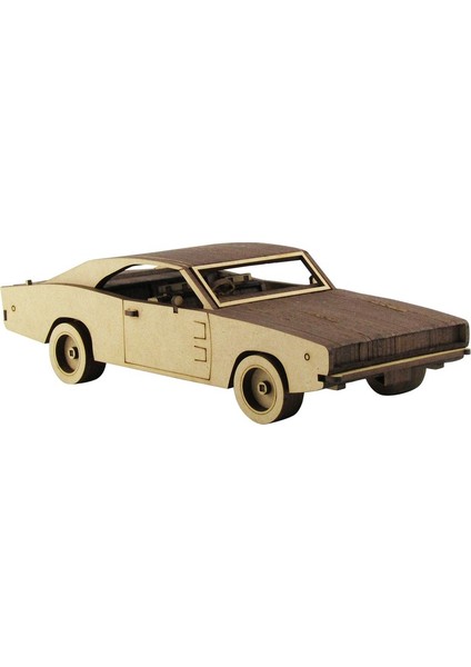 3D Sergi Ahşap Dodge Charger 1968 Maketi 109 Parça