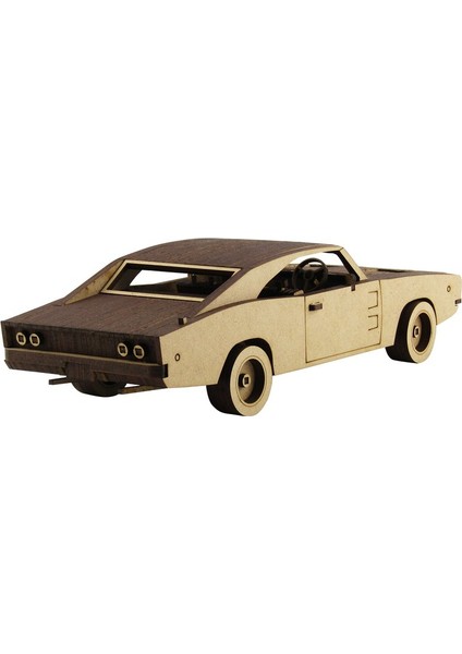 3D Sergi Ahşap Dodge Charger 1968 Maketi 109 Parça