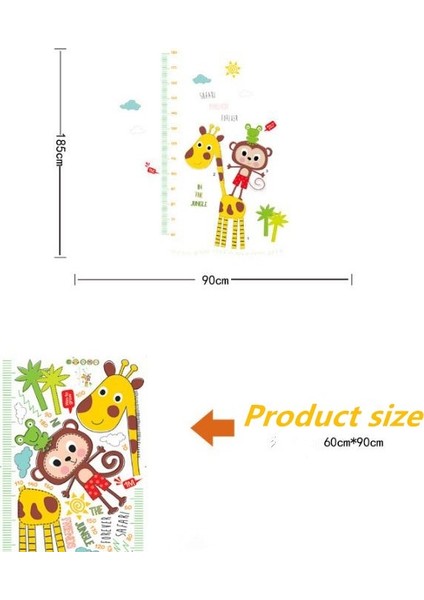 Gelişim Ölçen Çocuk Odası Maymun ve Zürafa Pvc Duvar Sticker fiyatları