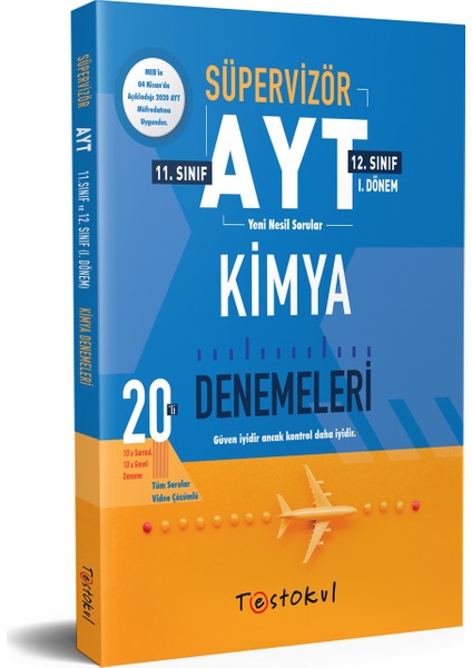 Test Okul Yayınları Süpervizör AYT Kimya Denemeleri 20 Li 10 Sarmal 10 Genel Deneme 11 ve 12.sınıf 1.Dönem