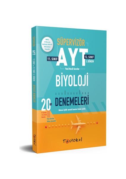 Test Okul Yayınları Süpervizör AYT Biyoloji Denemeleri 20 Li 8 Sarmal 12 Genel Deneme 11 ve 12.sınıf 1.Dönem