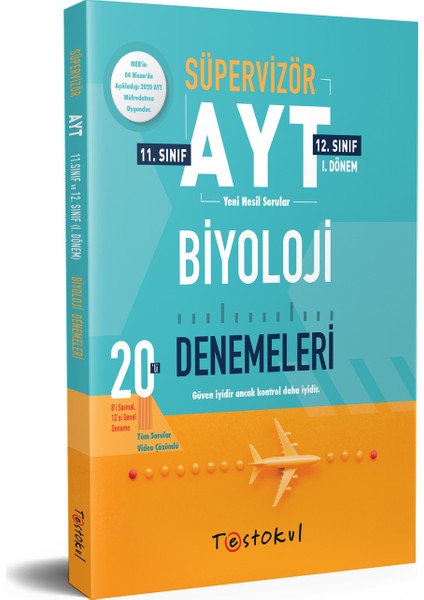 Test Okul Yayınları Süpervizör AYT Biyoloji Denemeleri 20 Li 8 Sarmal 12 Genel Deneme 11 ve 12.sınıf 1.Dönem