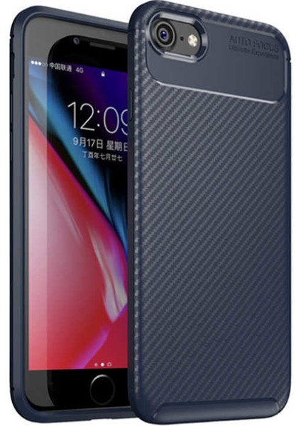 Apple iPhone Se 2020 Kılıf Karbon Desenli Lux Negro Silikon Lacivert
