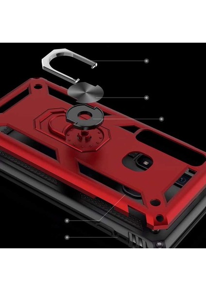 Samsung Galaxy S20 Plus Kılıf Çift Katmanlı Yüzüklü Manyetik Vega Kapak + Tam Kaplayan 3D Cam Ekran Koruyucu Siyah
