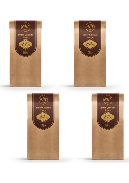 Bitter Parça Çikolata 250g 4lü Set (4x250g) Glutensiz