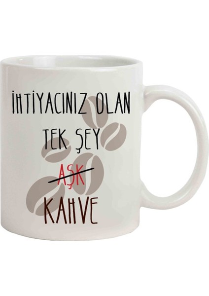 İsme Özel Ihtiyacın Kahve Temalı Kupa Bardak