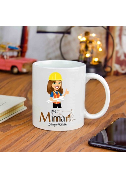 İsme Özel Kadın Mimar Temalı Kupa Bardak