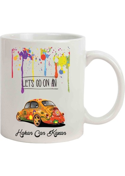 İsme Özel Nostaljik Renkli Vosvos Temalı Kupa Bardak