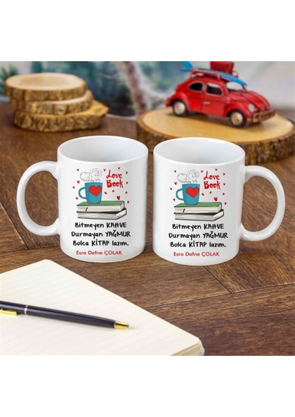 İsme Özel Tasarımlı Kupa Bardak - Love Book modelleri