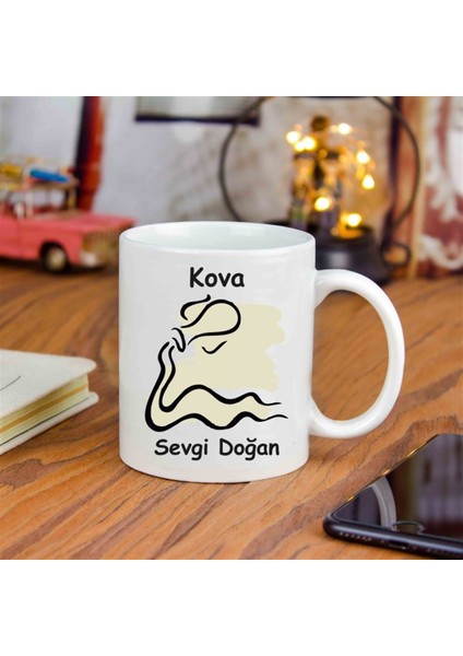 İsme Özel Burçlar Temalı Kupa Bardak - Kova modelleri