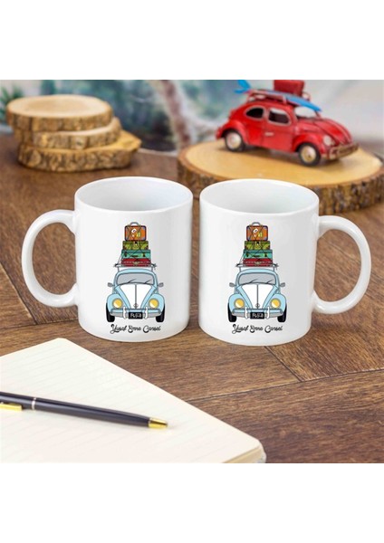 İsme Özel Nostaljik Mavi Vosvos Temalı Kupa Bardak fiyatları