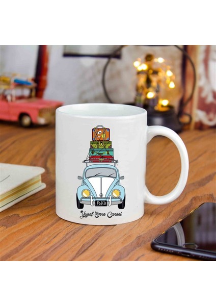 İsme Özel Nostaljik Mavi Vosvos Temalı Kupa Bardak modelleri