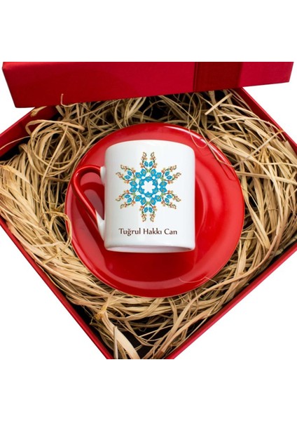İsme Özel Hediyelik Türk Kahvesi Fincanı Seti Tasarım Kutulu - Motif1