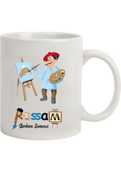 İsme Özel Erkek Ressam Temalı Kupa Bardak