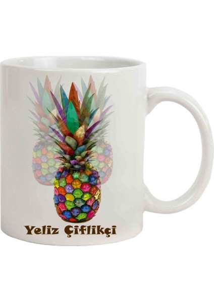 İsme Özel Renkli Ananas Temalı Kupa Bardak