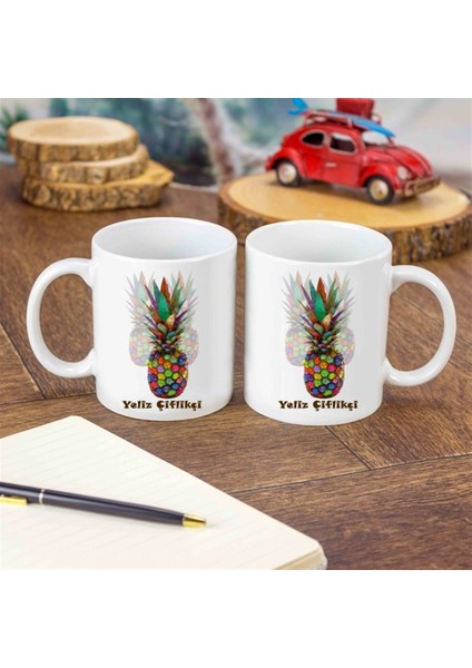 İsme Özel Renkli Ananas Temalı Kupa Bardak fiyatları