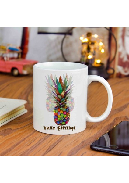İsme Özel Renkli Ananas Temalı Kupa Bardak modelleri