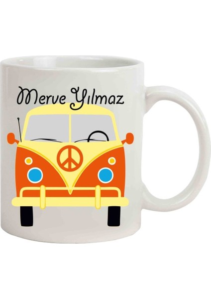 İsme Özel Nostaljik Vosvos Minibüs Temalı Kupa Bardak