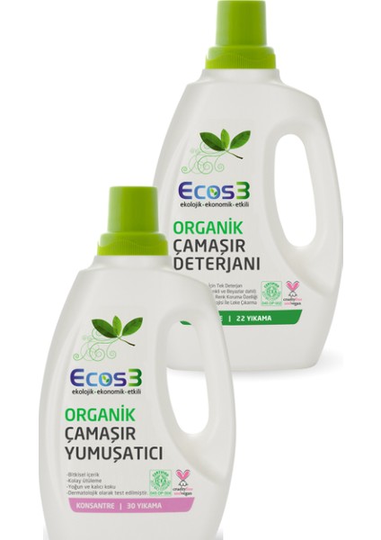 Organik Sıvı Çamaşır Deterjanı + Çamaşır Yumuşatıcı