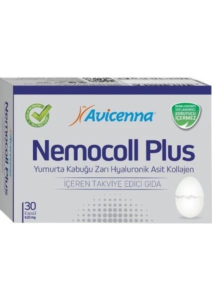 Nemocoll Plus Yumurta Kabuğu Zarı Hyaluronik Asit Kollajen 30 Kapsül