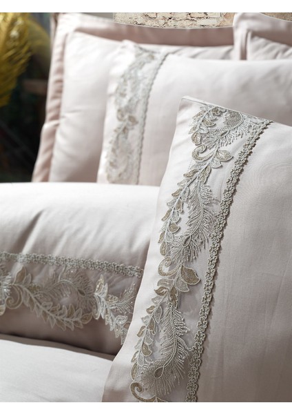Gipürlü Pamuk Saten Çift Kişilik Nevresim Takımı Inci Bej fiyatları