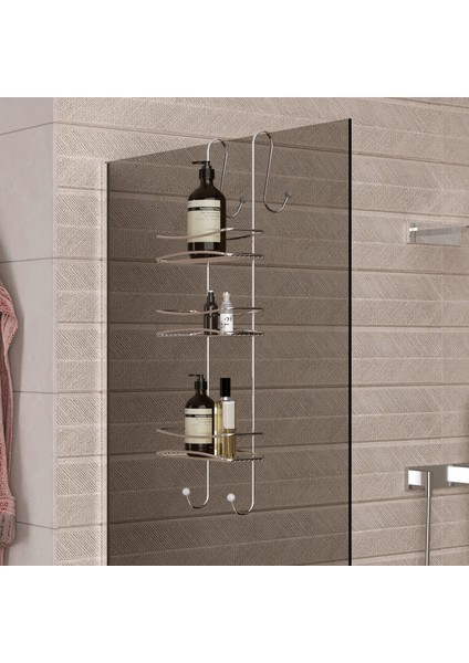3 KATLI ASMALI BANYO DUŞAKABİN DUŞ RAFI KROM BK066