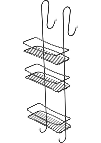 3 KATLI ASMALI BANYO DUŞAKABİN DUŞ RAFI MAT SİYAH BK066
