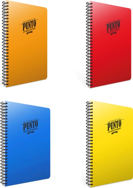 Punto Spiralli A4 80 Yaprak Pp Kapak Defter Kareli 4'lü