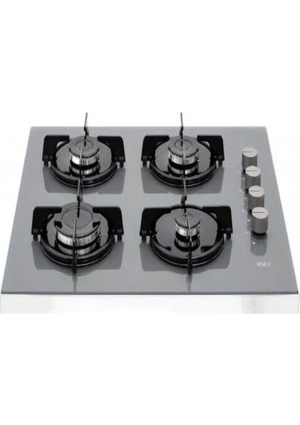 SCO5402S01 Set Üstü Ocak Gri Cam Gazlı 4 Gözlü