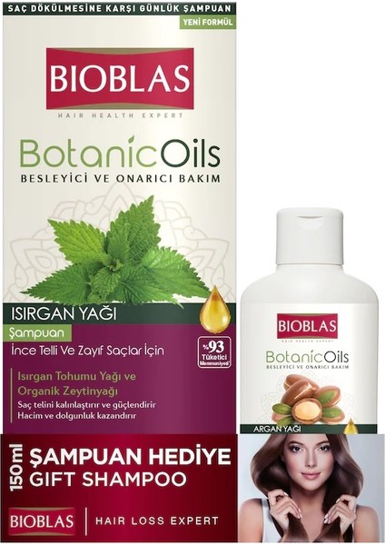 Botanic Oils Isırgan Şampuanı 360 ml + Argan Şampuan 150 ml