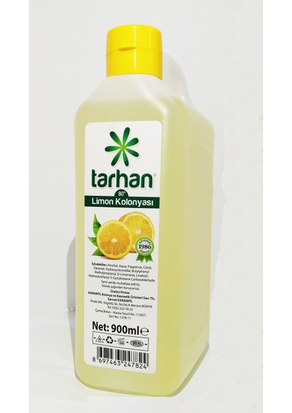 Limon Kolonyası 80°c 900 ml