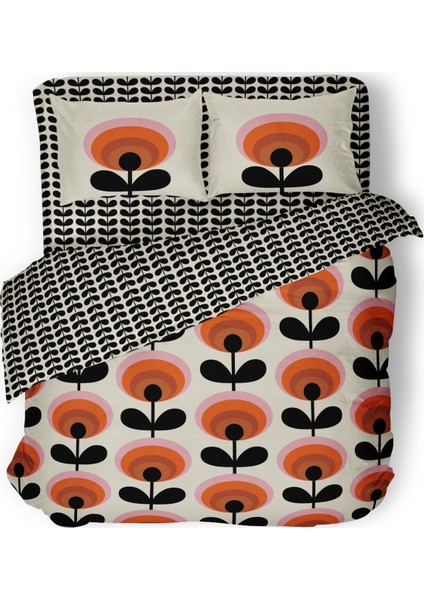 Retro Flora Çift Kişilik Nevresim Takimi