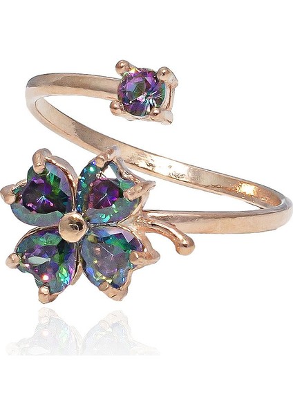 Taşlı Yonca Model Yüzük Rose